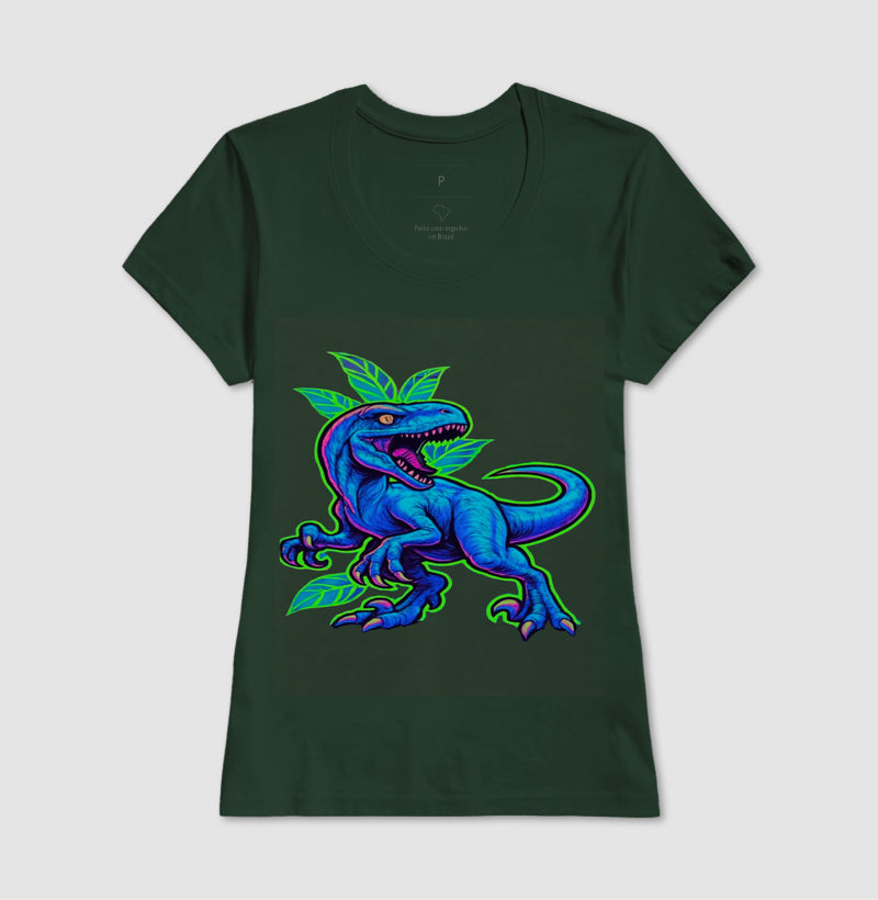 Velociraptor Neon no Muro de Grafite